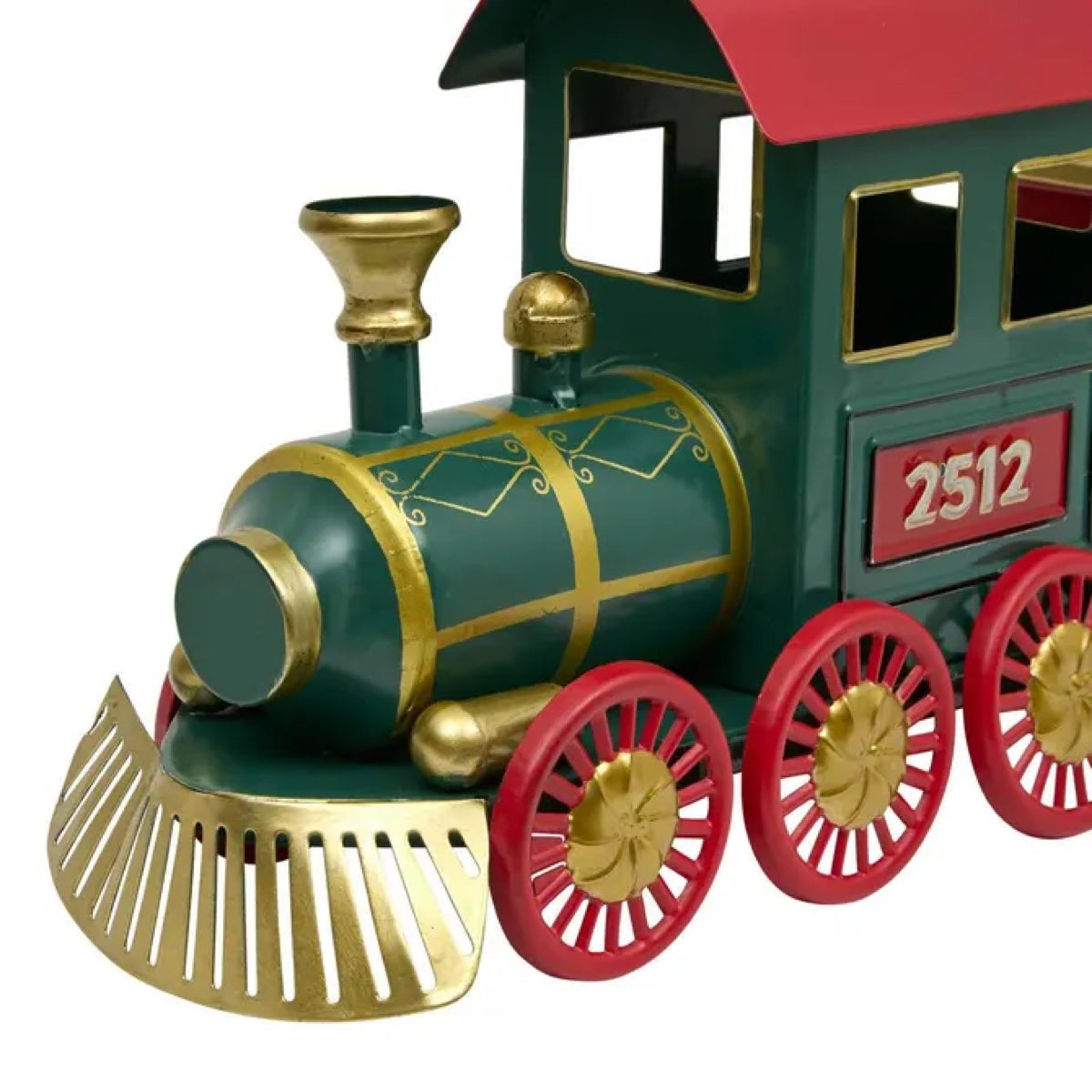 Trenino Natalizio Decorativo in Metallo Rosso e Verde 2