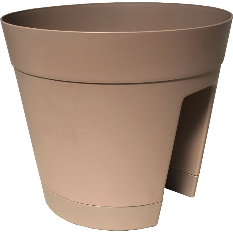 Vaso Regina tondo per ringhiere tortora