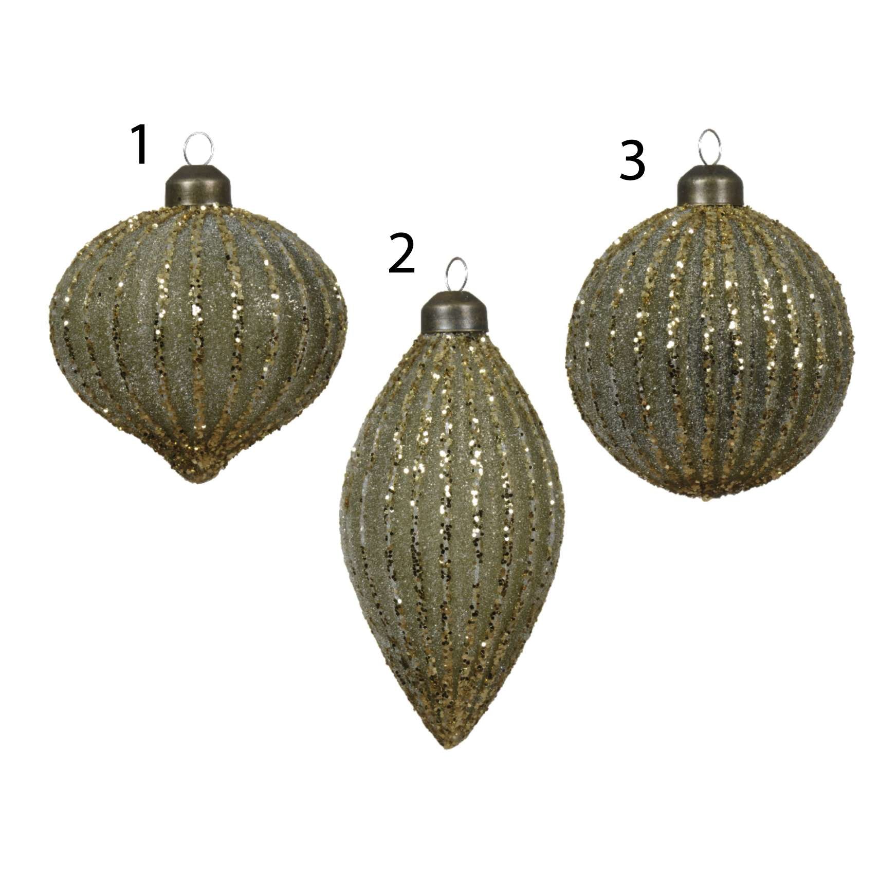 Pallina natalizia in vetro oro glitterato 8 cm