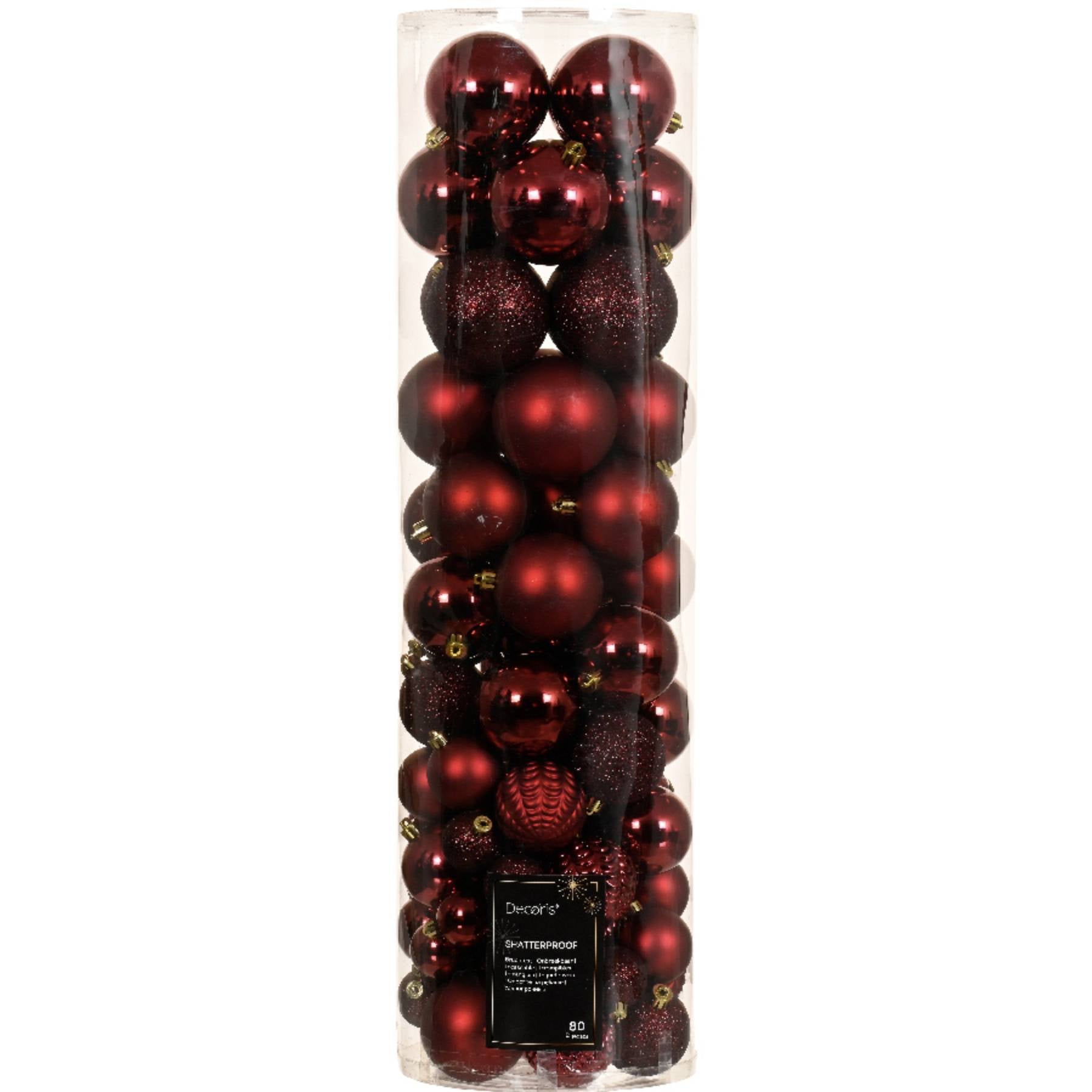 Confezione 80 palline rosso scuro 8 cm