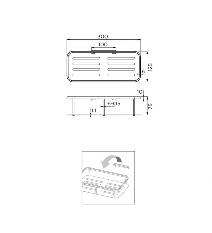 Cestino rettangolare doccia INOX