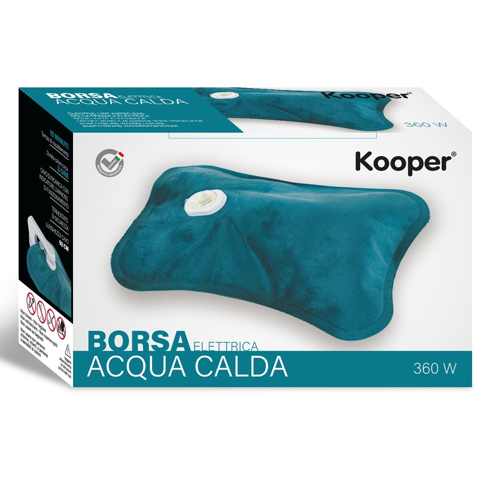 Borsa acqua calda elettrica scaldacuore 360 W colore celeste riscaldamento
