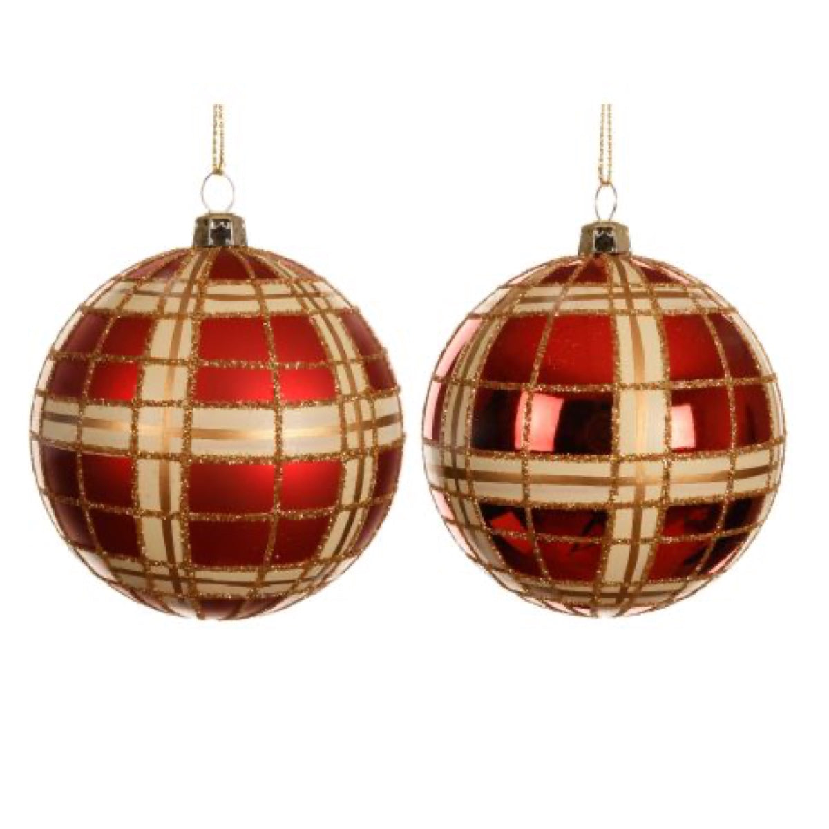 Palla di Natale Rossa con Decorazioni Oro Ø8 cm