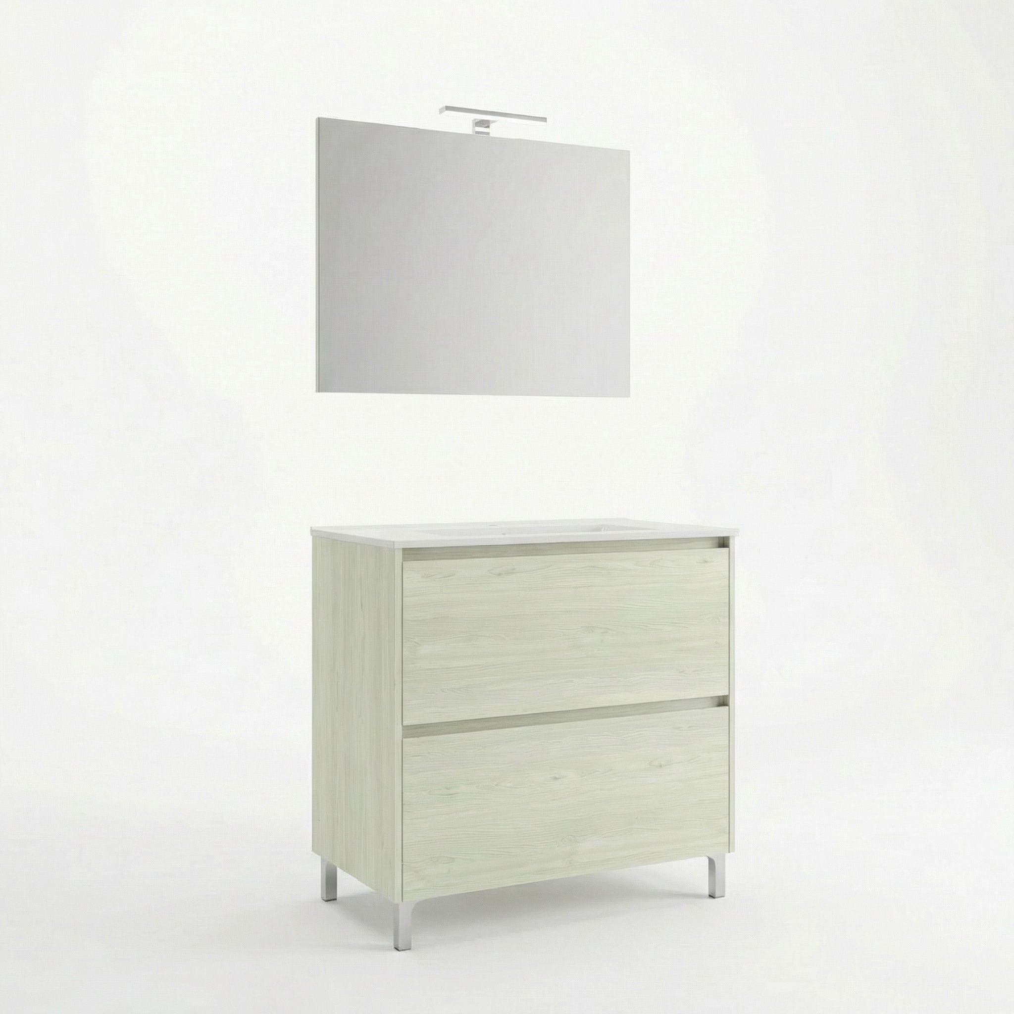 Mobile Bagno Lisbona 80 cm Rovere Bianco