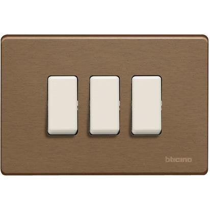 BTicino 503/3/BR Placca Magic 3 posti, Bronzo