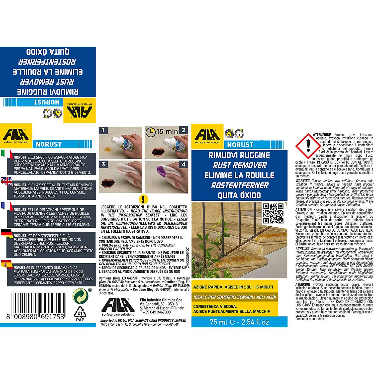 Smacchiatore elimina ruggine FILA 75 ml