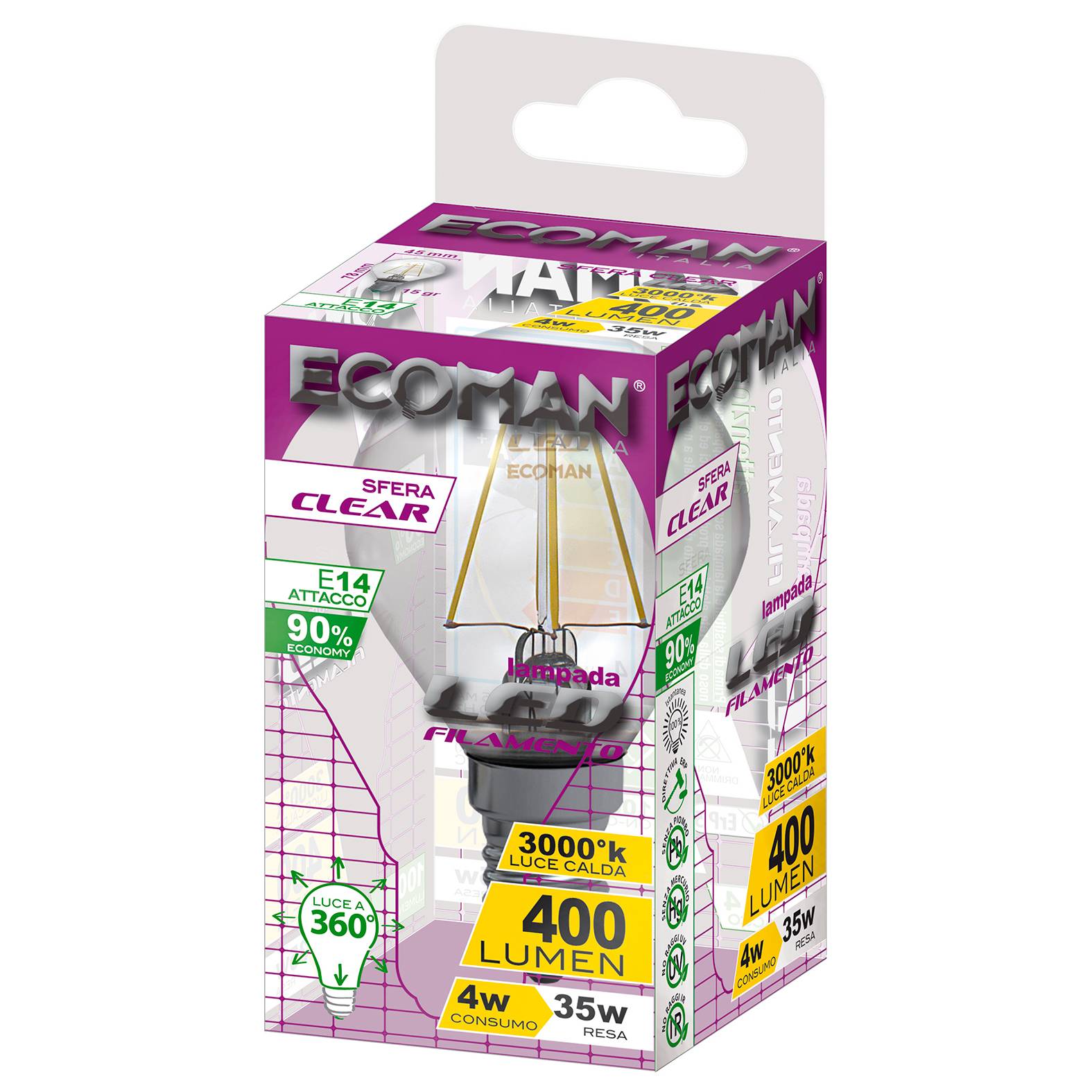 Lampadina LED filo Clear 4W