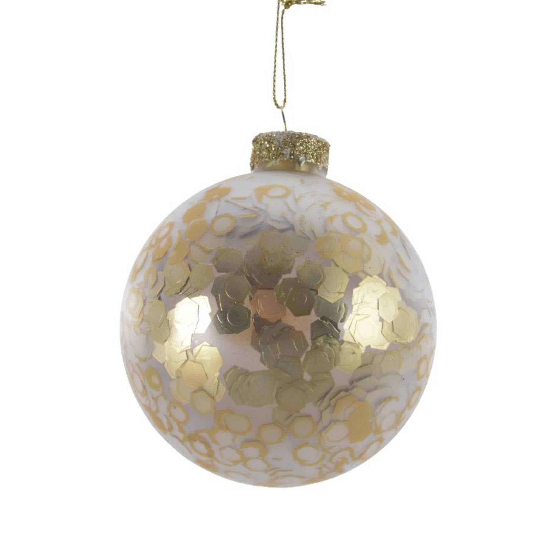Palla in vetro glitter oro 8cm