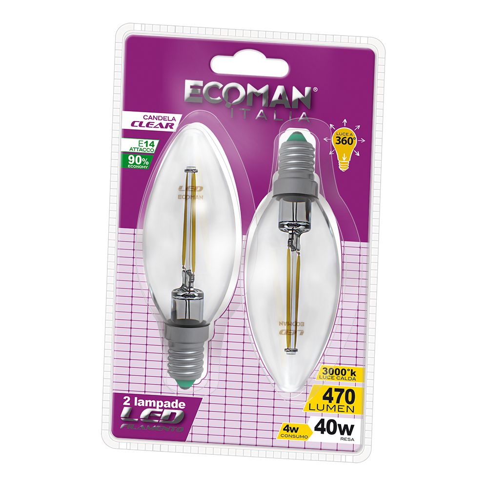 Lampadina filamento Clear 4W E14 3