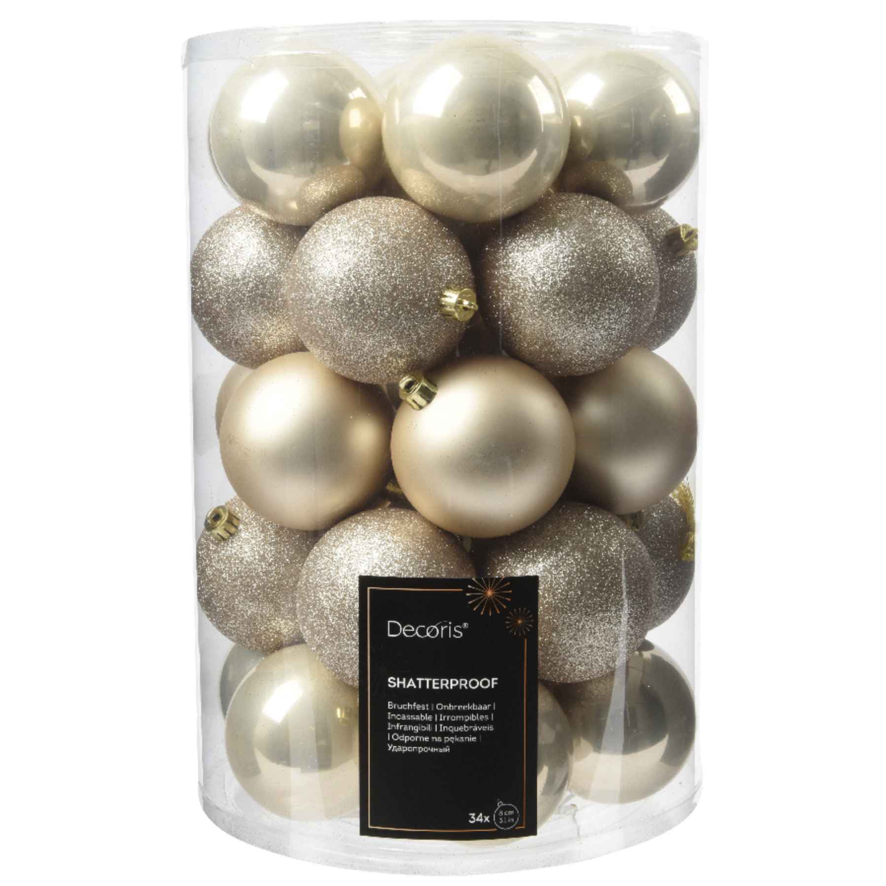 Confezione 34 palline oro 8 cm