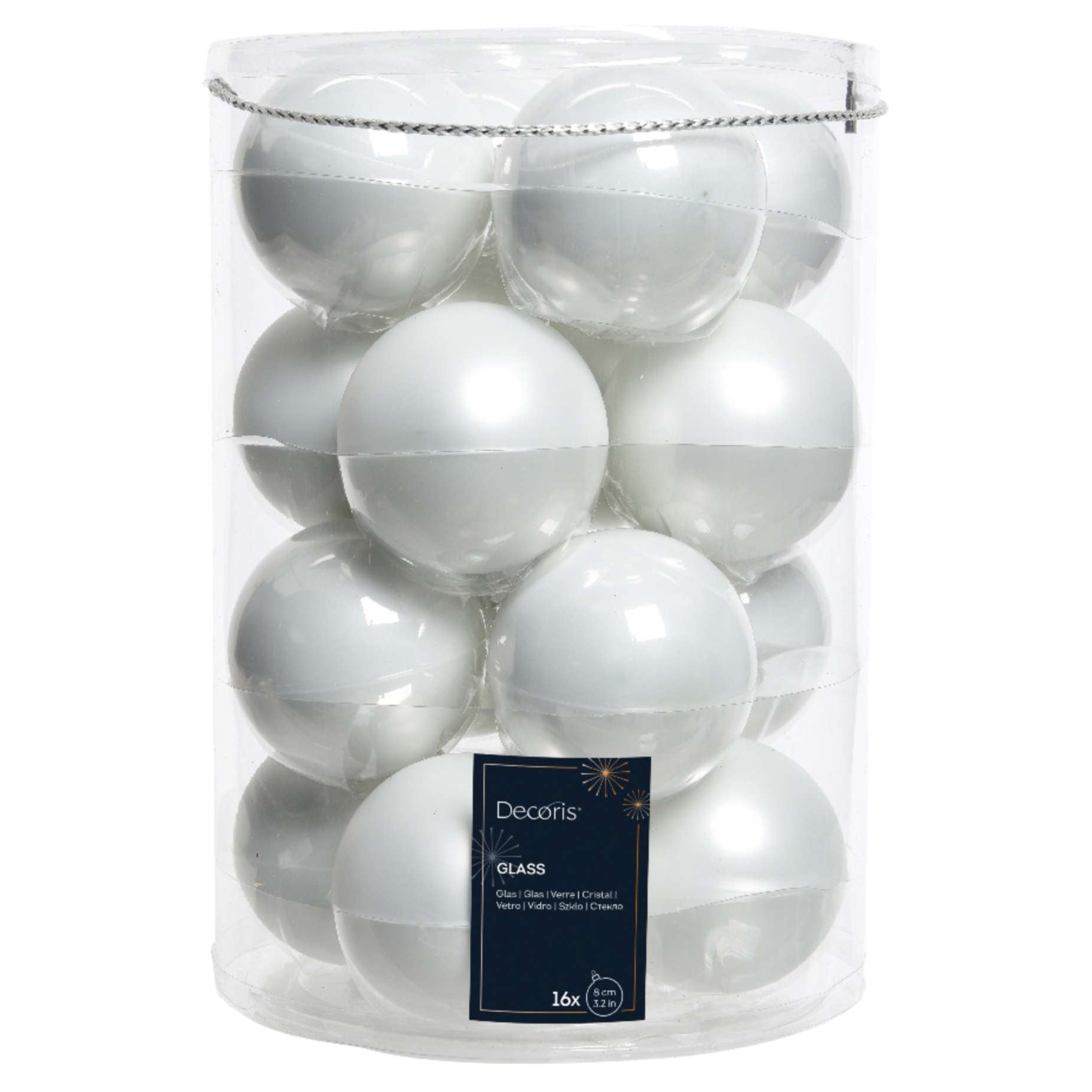 KIT 16 Palline natalizie in vetro 8 cm