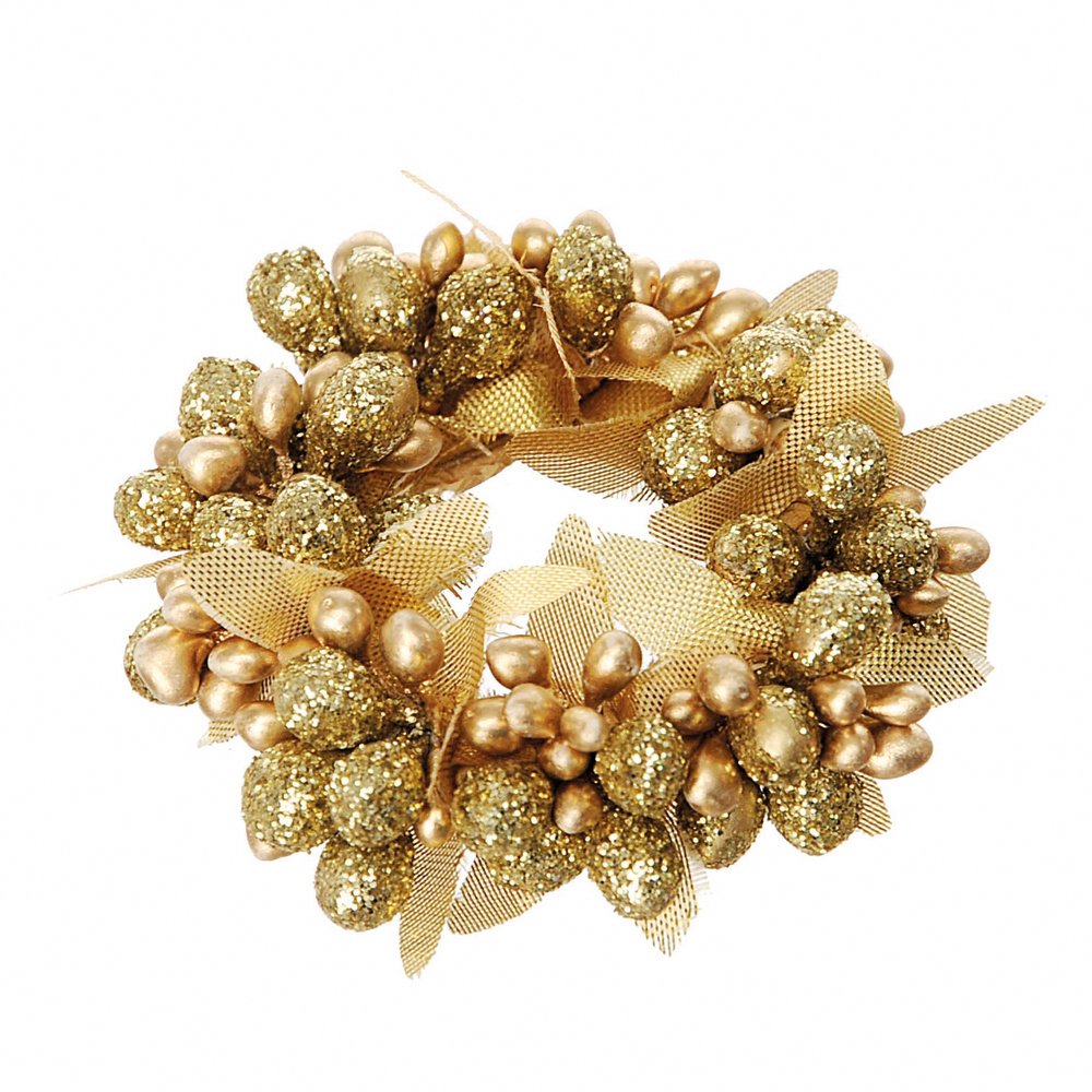 Giro candela con bacche colore oro