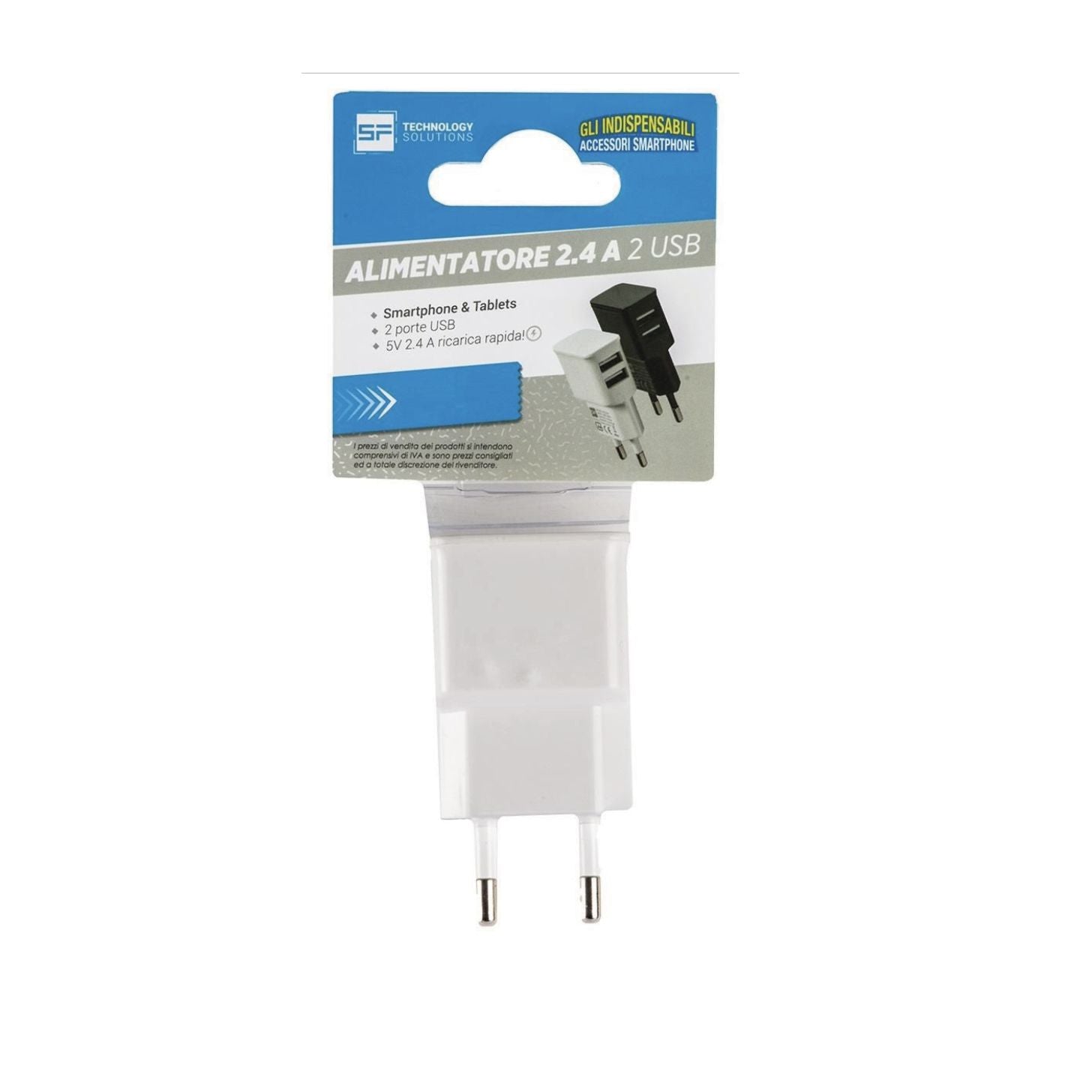 Alimentatore da parete 5V 2.4A con doppia porta USB