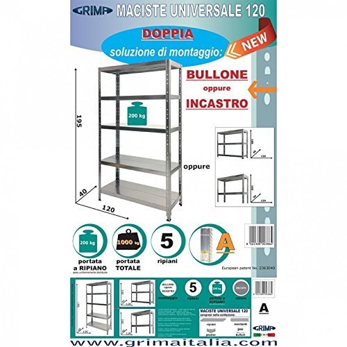 KIT MACISTE 5 PIANI BULL 200 KG PER PIANO 120x40x200 cm - GRIMA MKFZN522 5
