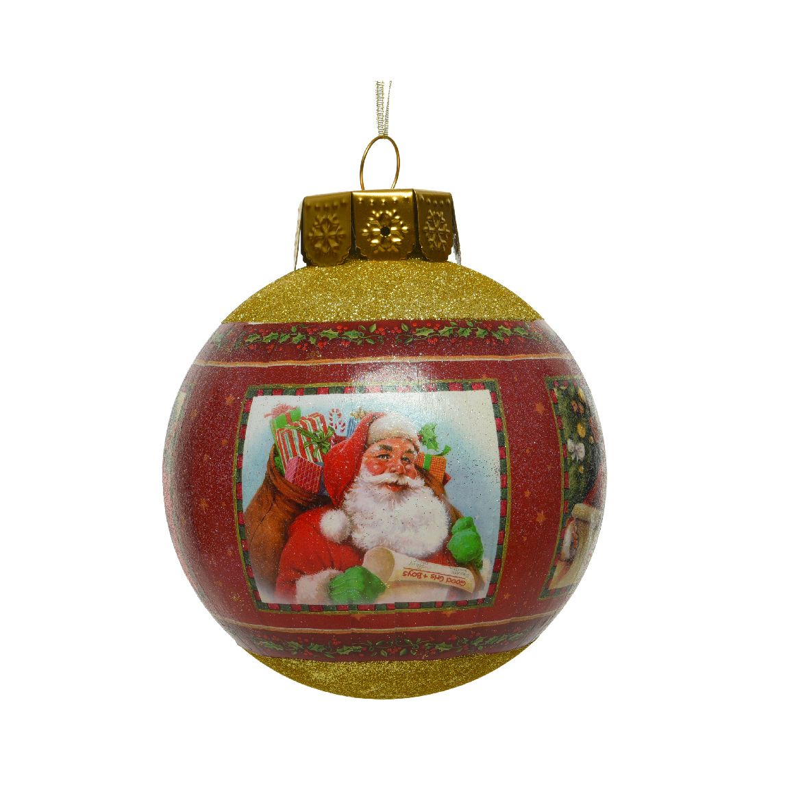 Pallina di natale rossa con decori Kaemingk