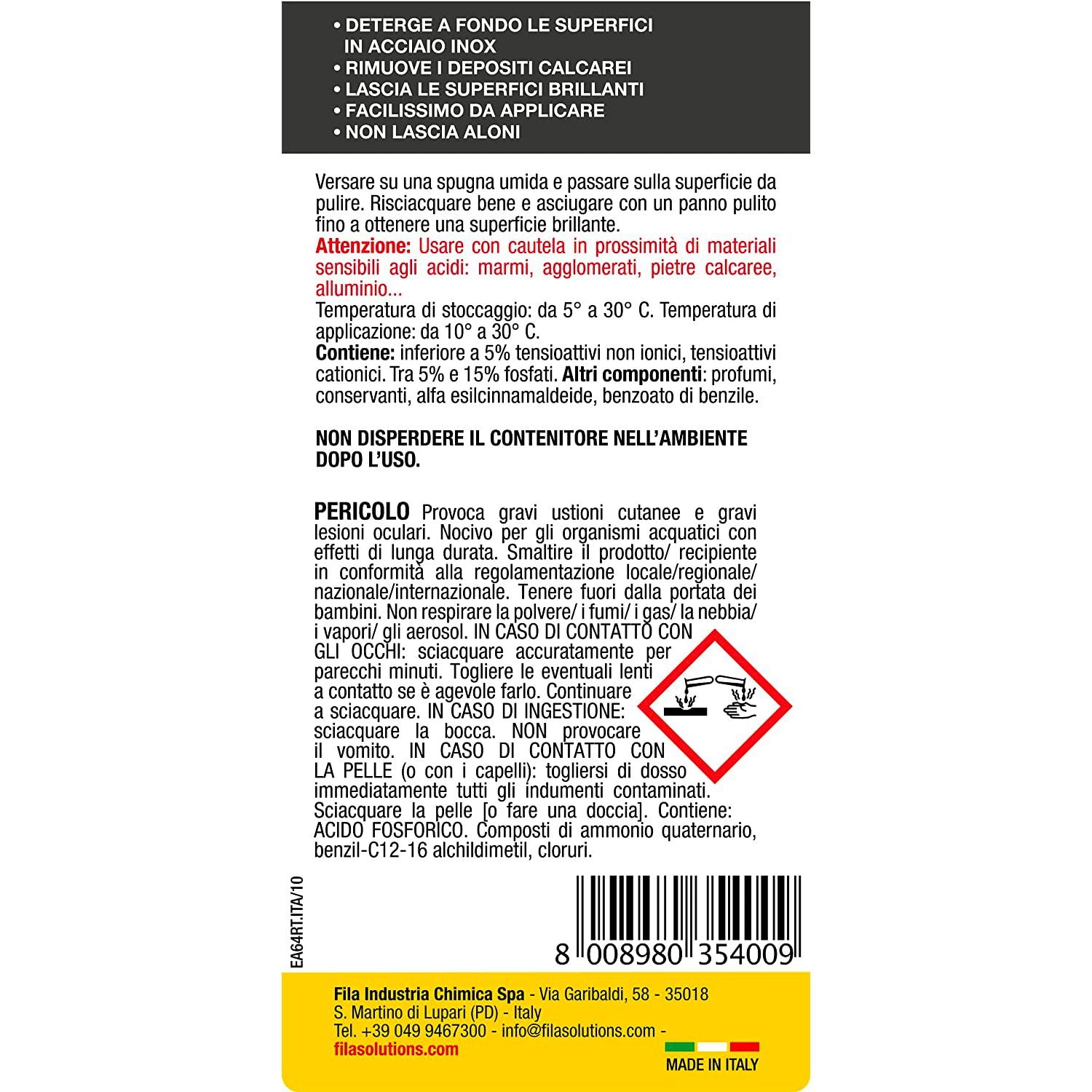 Detergente per acciaio inox Formula inox FILA 500 ml 4
