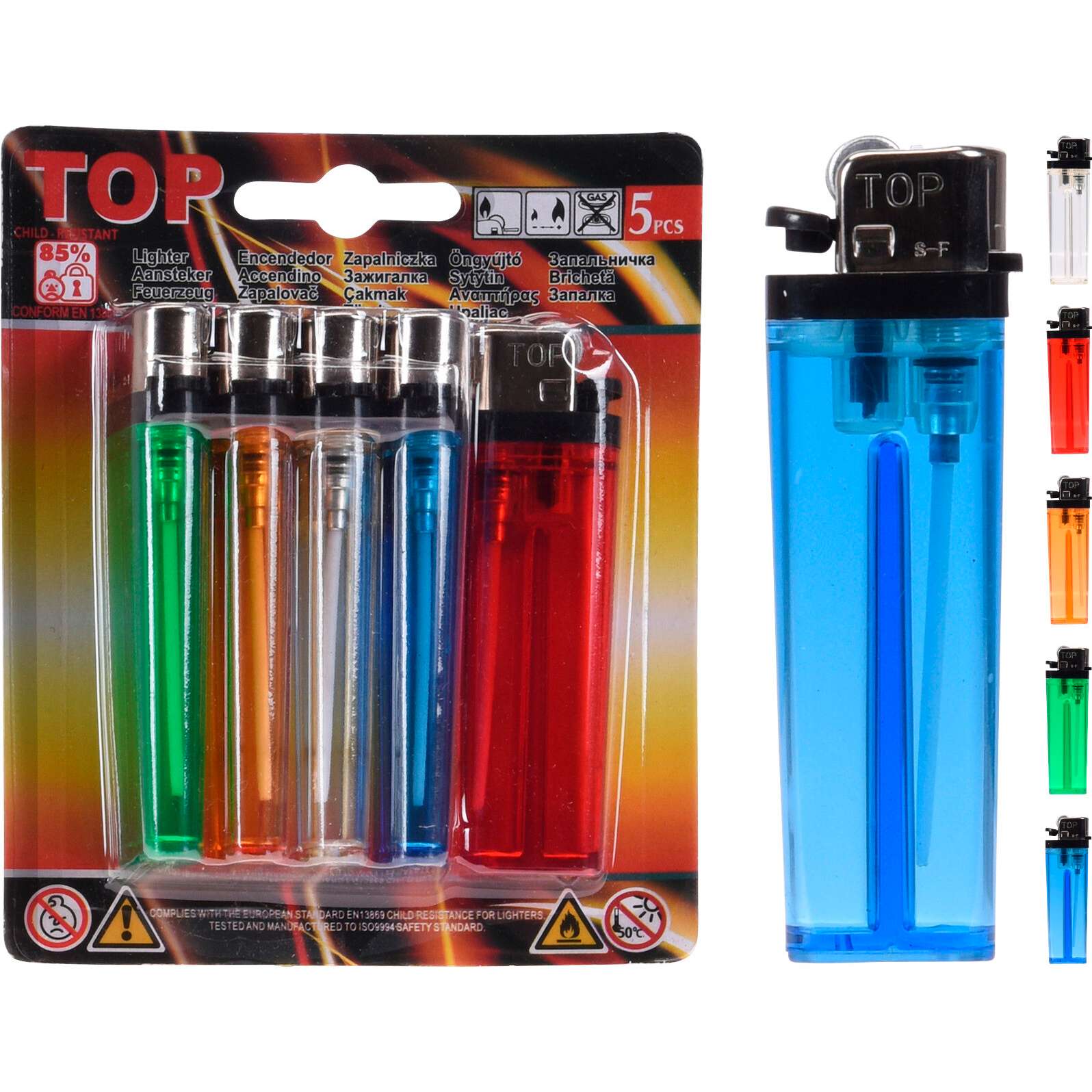 5 Accendini Color 8 cm