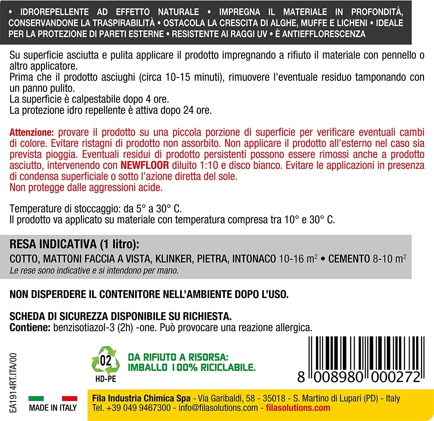 Protettivo idrorepellente Stopwater FILA 1 lt 3