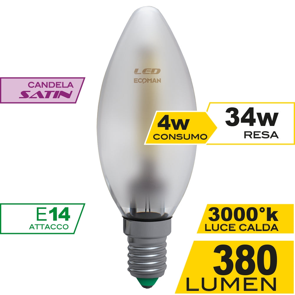 Lampadina LED filo Satinata 4W E14