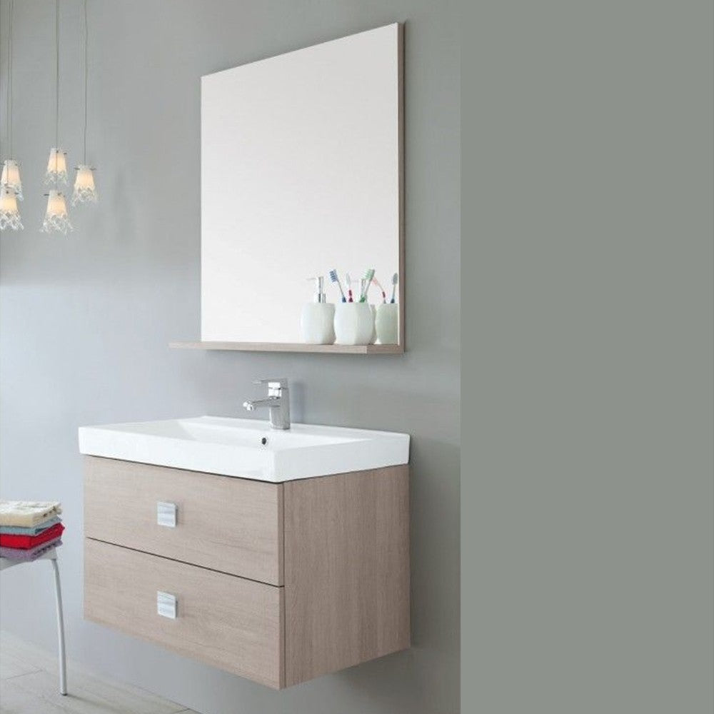 Mobile Bagno Sospeso 2 Cassetti Rovere Chiaro