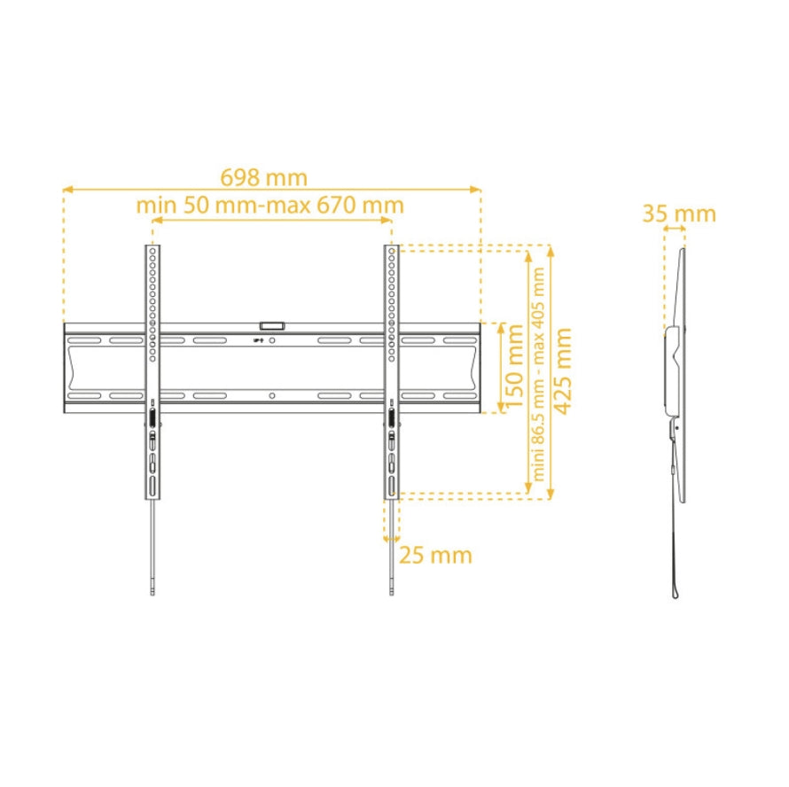 Supporto slim fisso 42"-65"