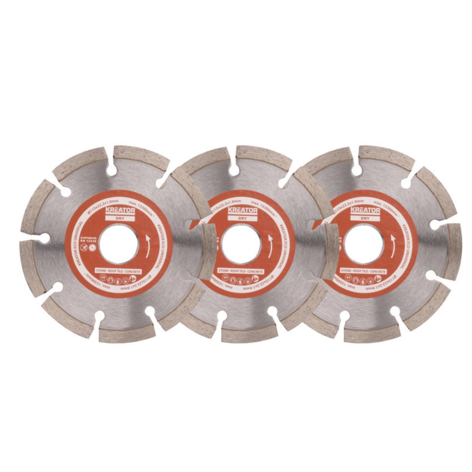 Set 3 dischi smerigliatrice per pietra/cemento 115 mm