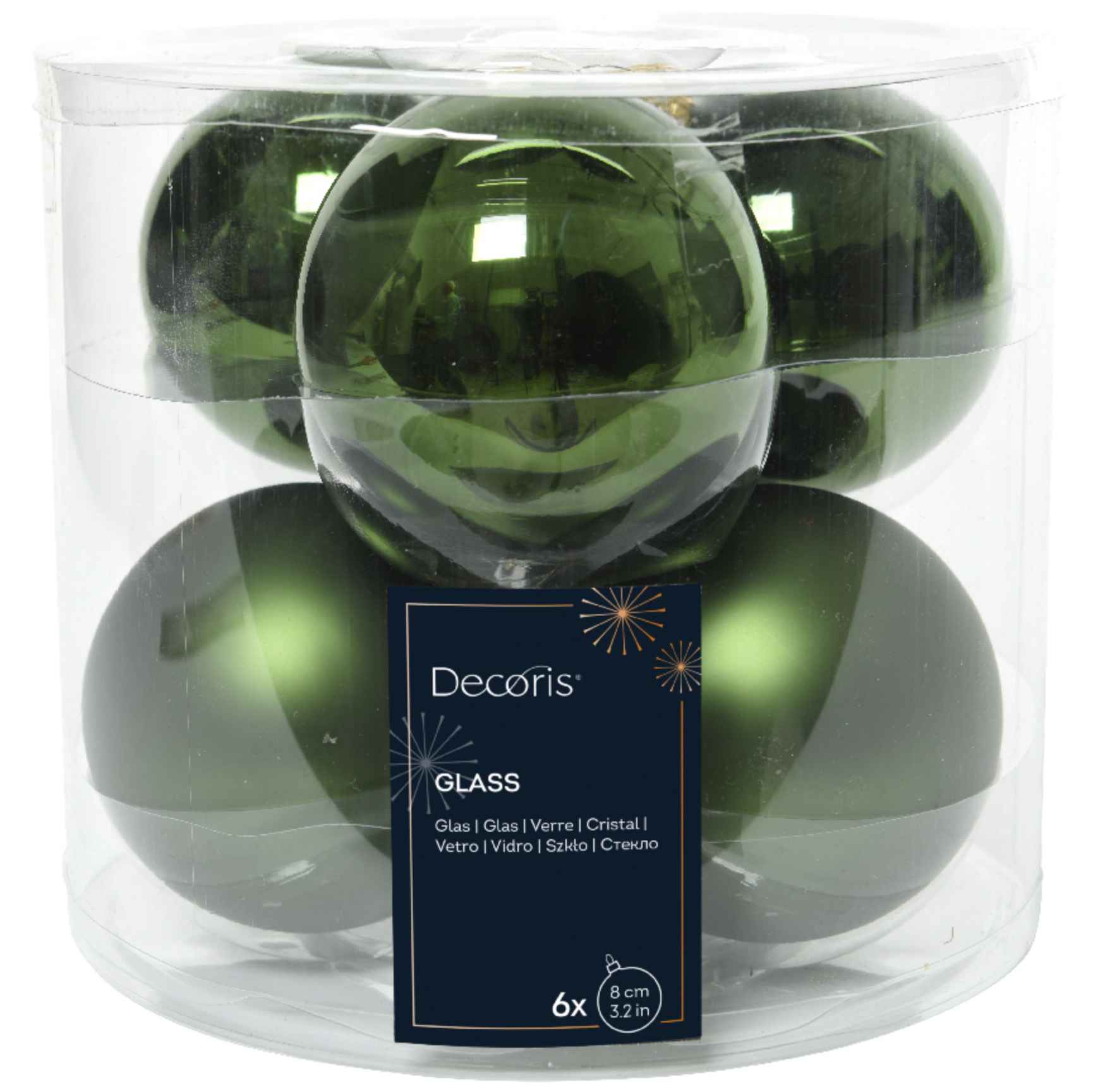 Kit 6 palline in vetro 8 cm