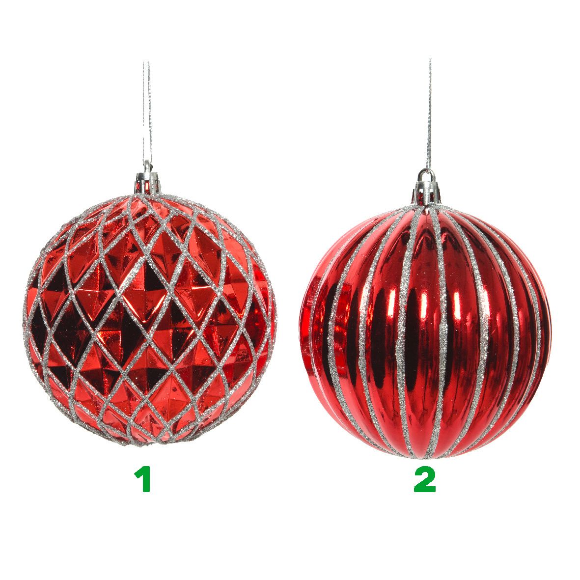 Palla in vetro rosso con decori oro 10 cm