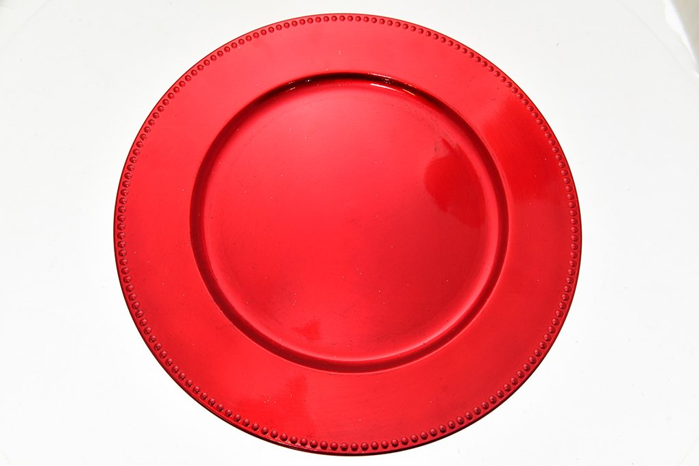 Sottopiatto foglia oro dots in plastica colore rosso 3