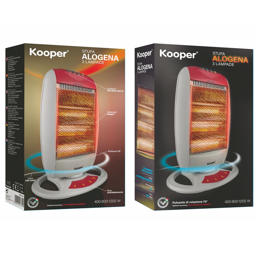 Stufa alogena elettrica 1200 watt rossa risparmio energetico caldobagno