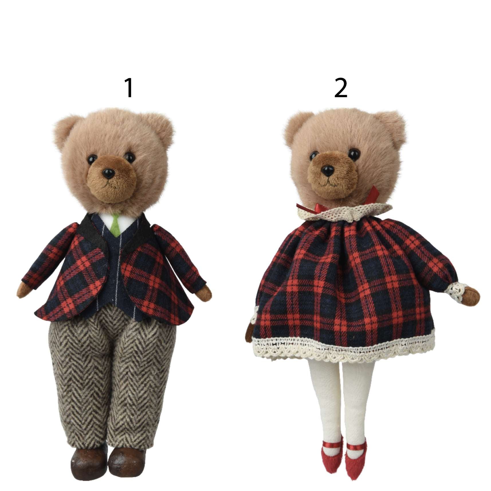 Orso natalizio con giacca a quadri 24 cm