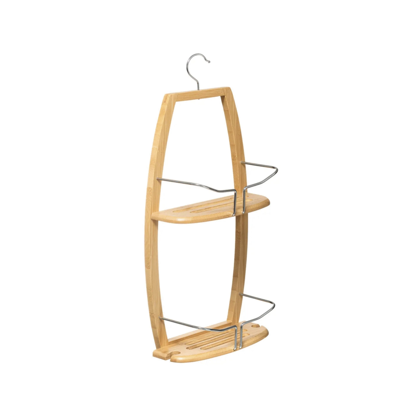 Mensola ovale sospesa a 2 ripiani in bamb√π ‚Äì 58,5x27x13 cm