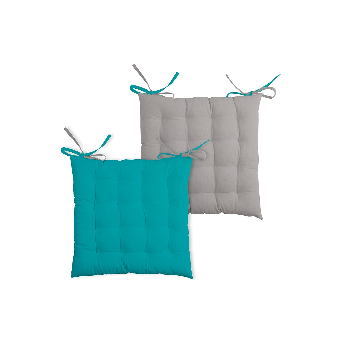 Cuscino coprisedia Duo Galette turchese/ grigio topo