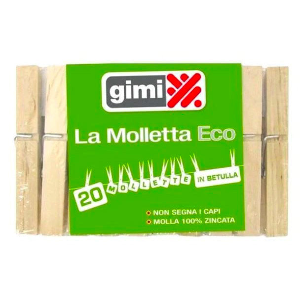 20 mollette eco in legno Gimi