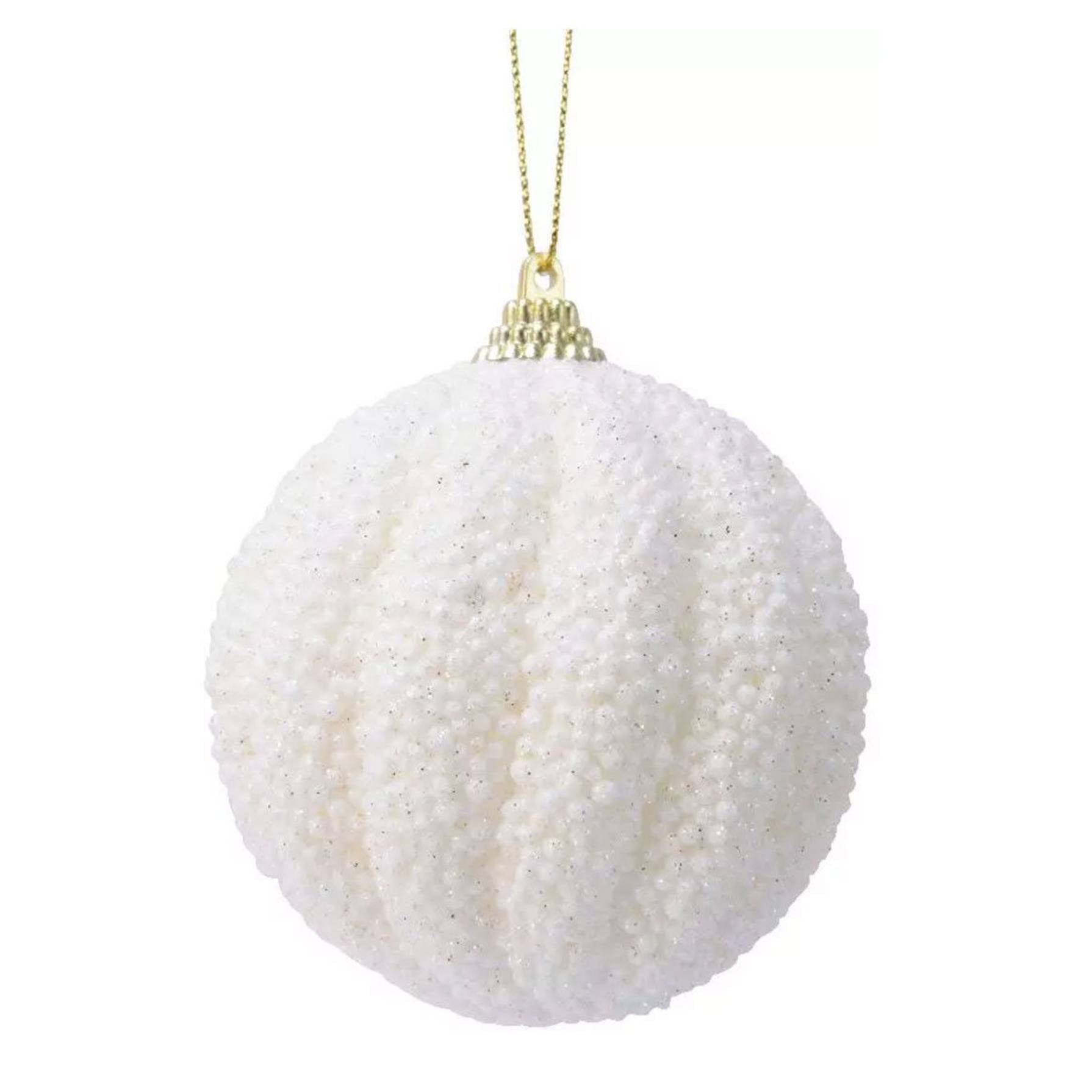 Pallina glitter bianca in plastica 8 cm