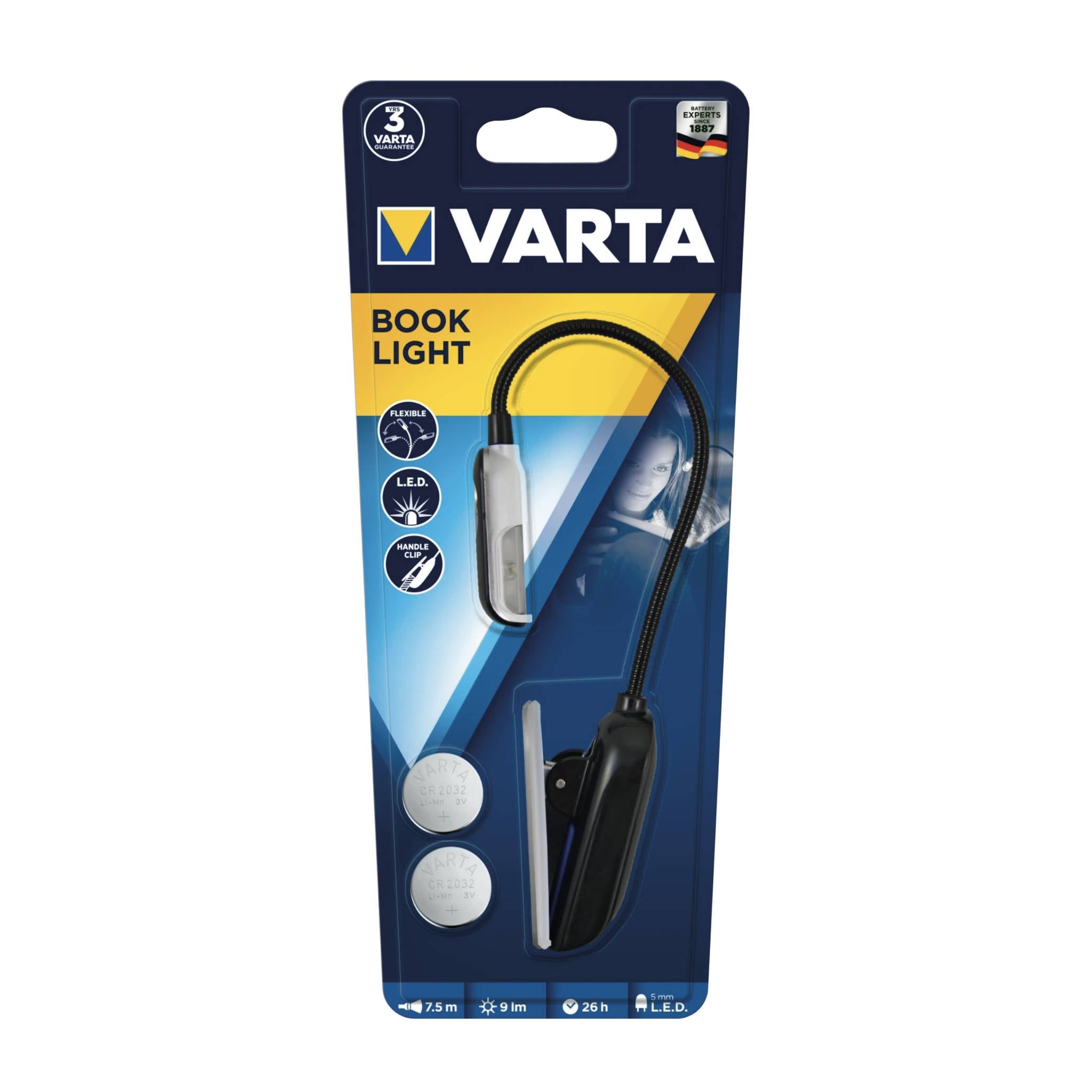 Luce per lettura con batteria CR2032 Varta