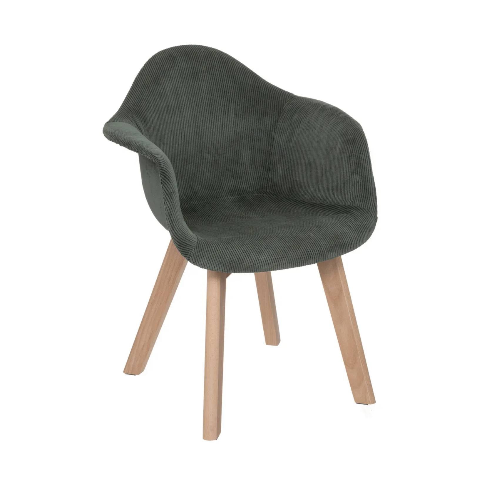 Poltroncina Bambini "Lena" in Velluto a Coste Verde Kaki