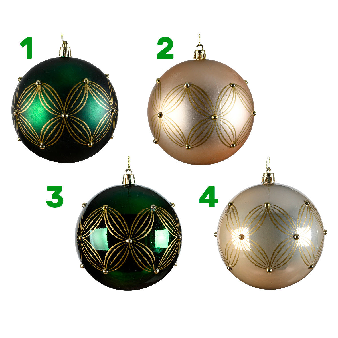 Pallina di natale 10 cm verde-oro