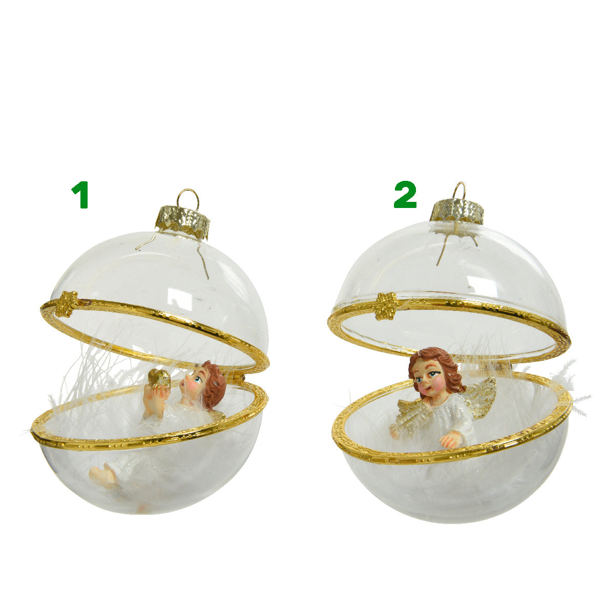 Palla di vetro con angeli 8 cm