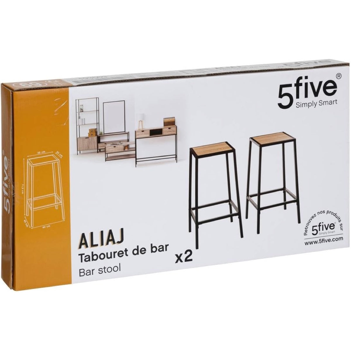 Set 2 Sgabelli da Bar Aliaj Effetto Rovere Naturale 3