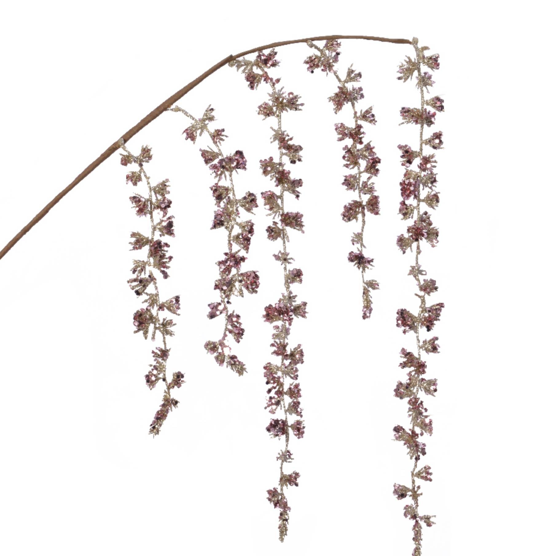 Ramo pendente glitterato rosa 95 cm