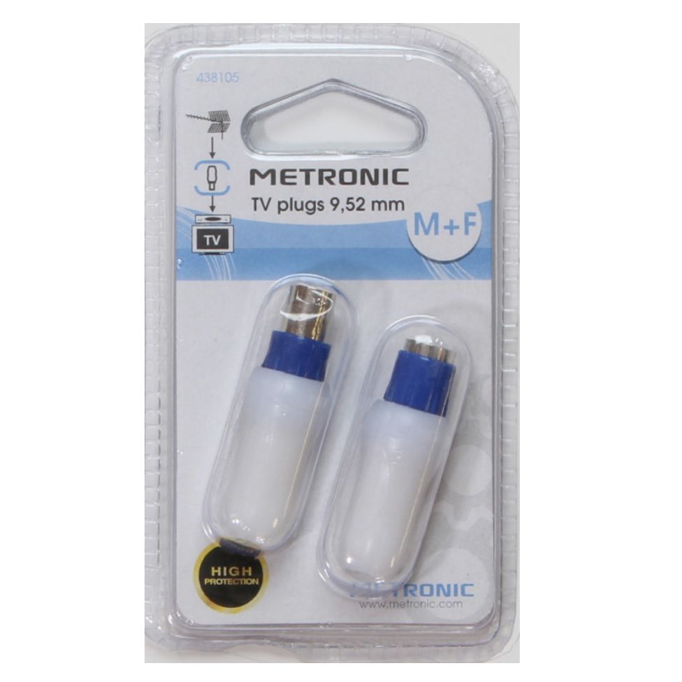 Spina TV 9,52mm schermata mas + fem (2pz.)