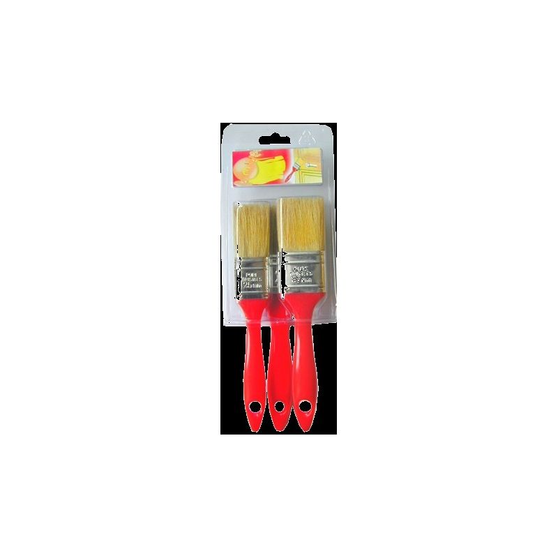 Set 3 pennelli plastica rossa