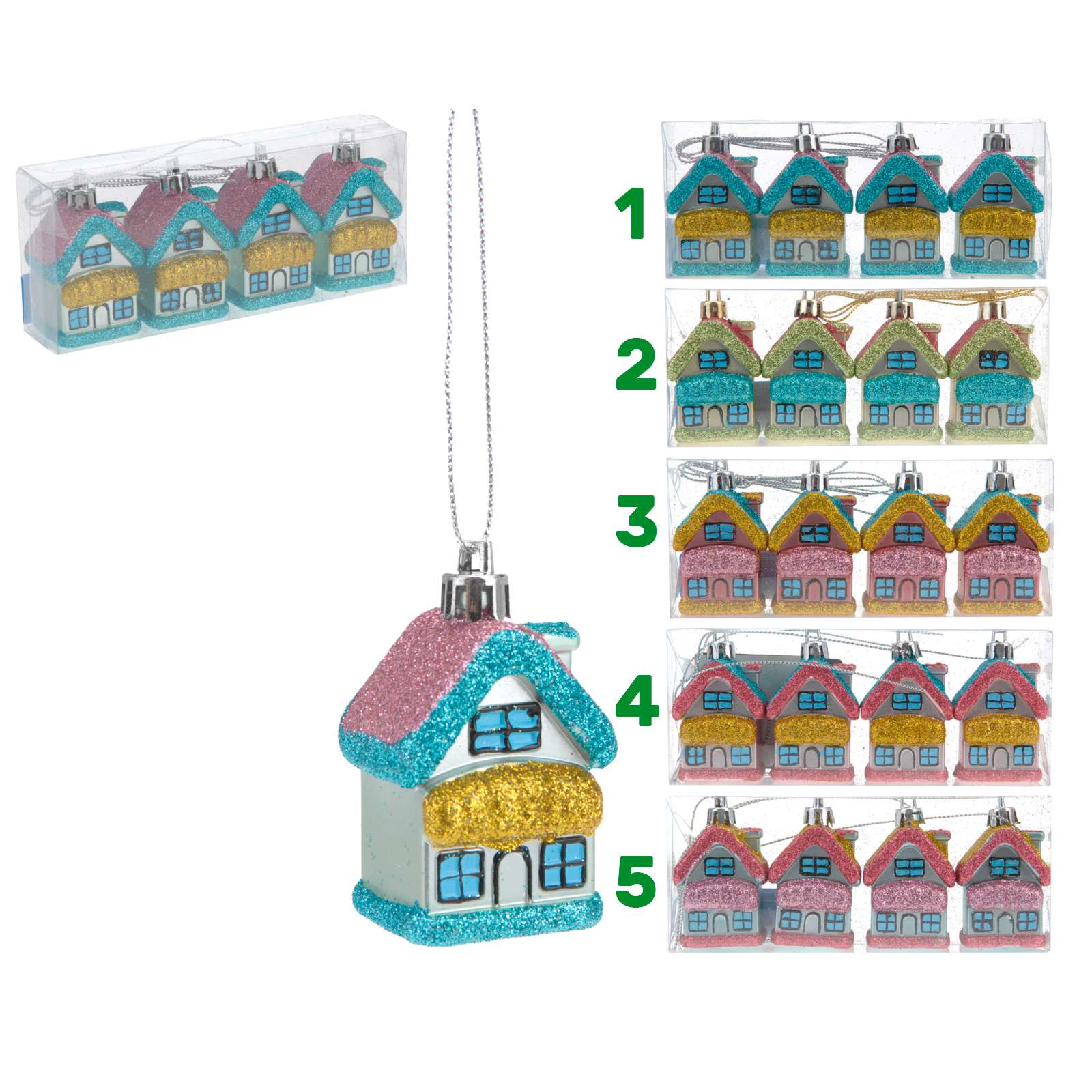 Addobbo natalizio casette pensili 5 cm