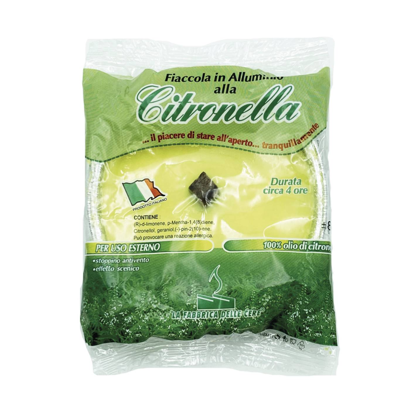 Padella fiaccola alla citronella in alluminio antizanzare