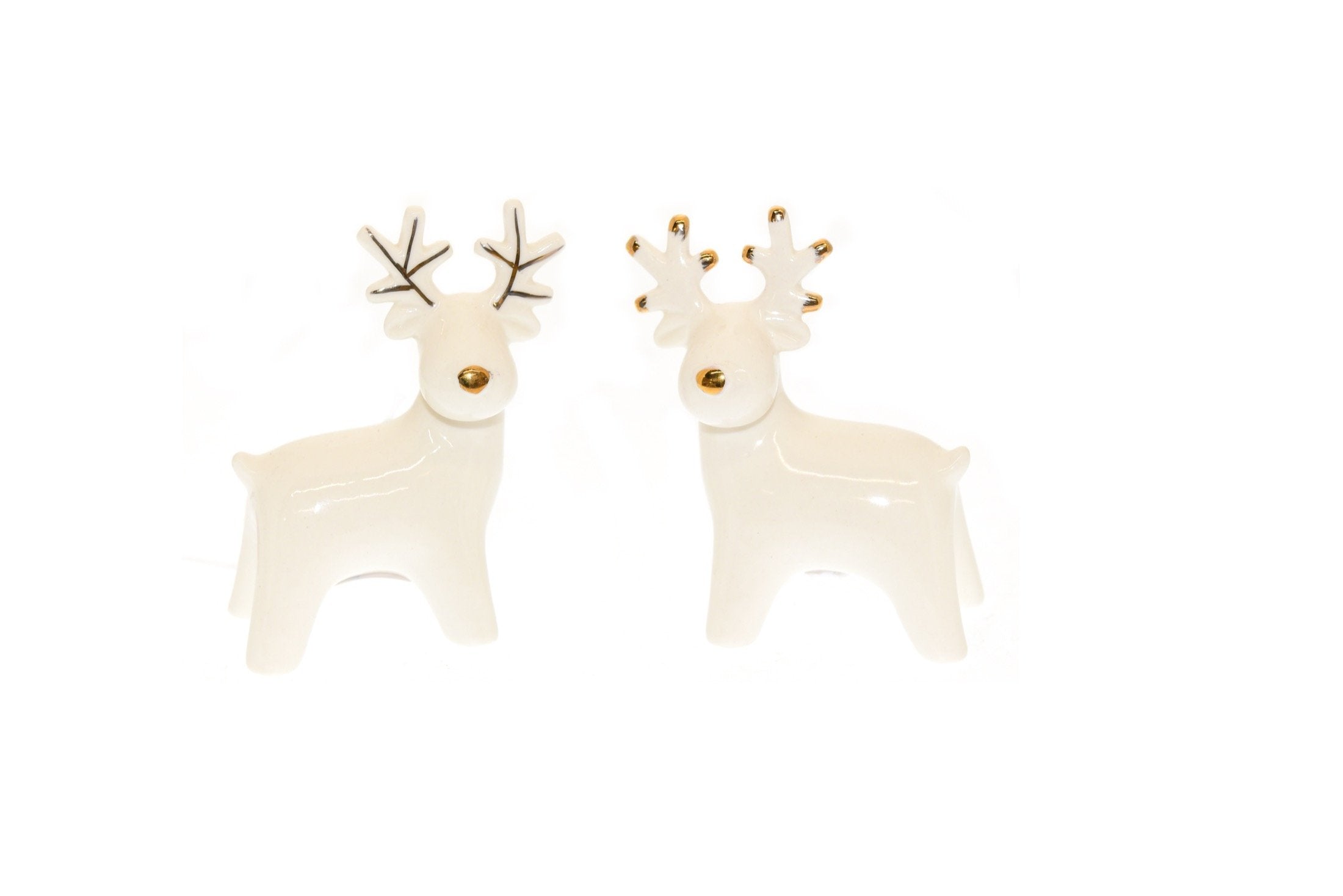 Renna in porcellana con oro zecchino