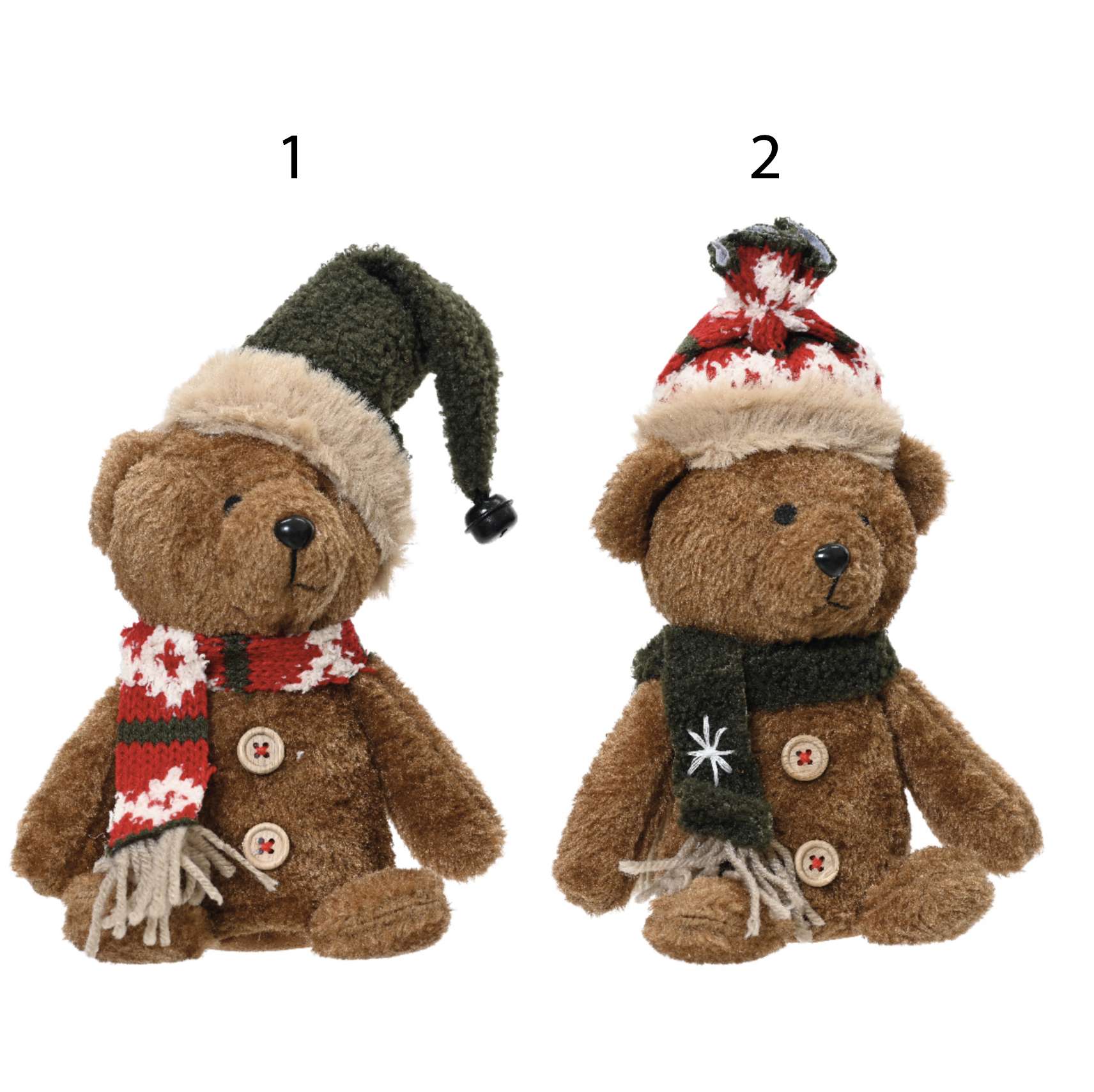 Orso natalizio con sciarpa 14x9x23 cm