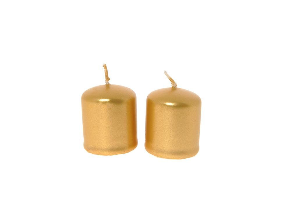 Coppia candele pillar lucide in cera colore oro