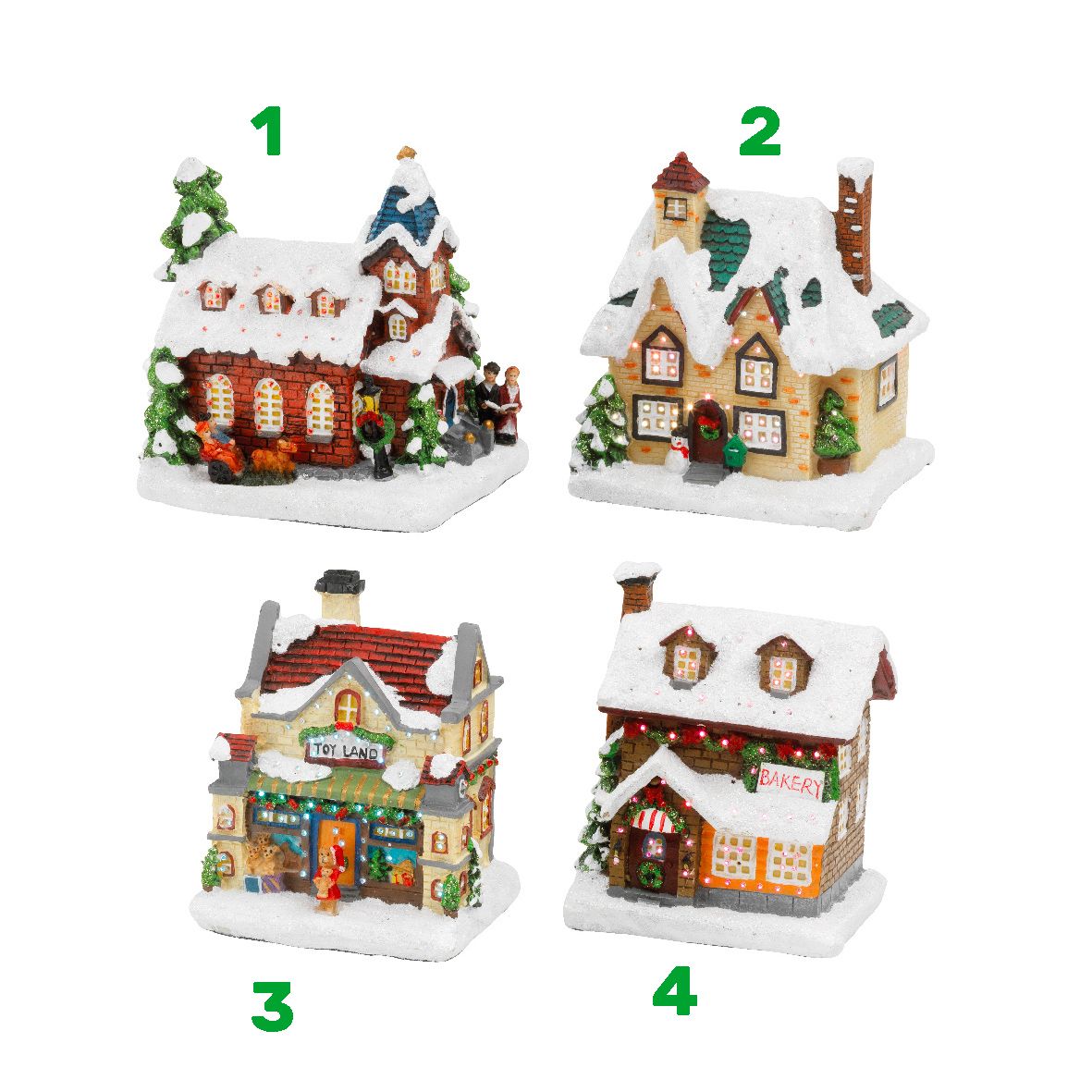 Paesaggio natalizio case innevate LED