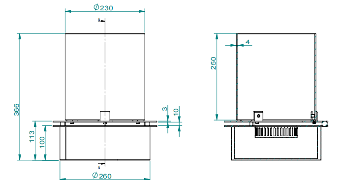 DIVINA FIRE Bruciatore tondo d.30 da 3 lt 4